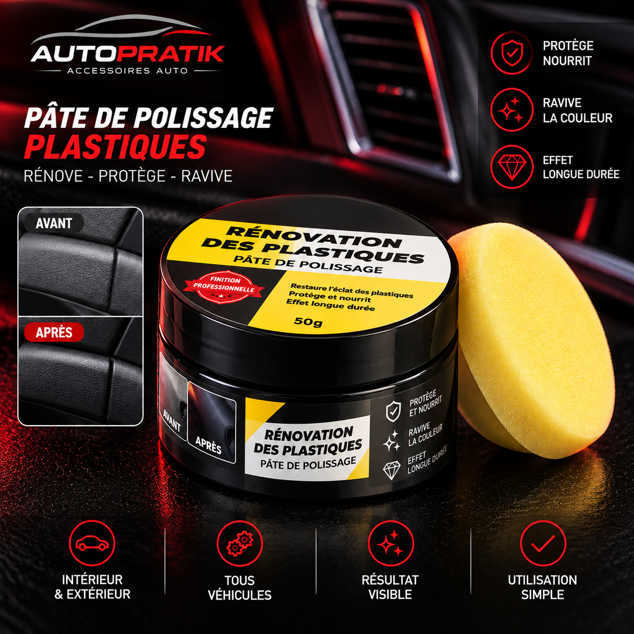 Pâte de Rénovation Plastiques Auto – Restauration & Protection