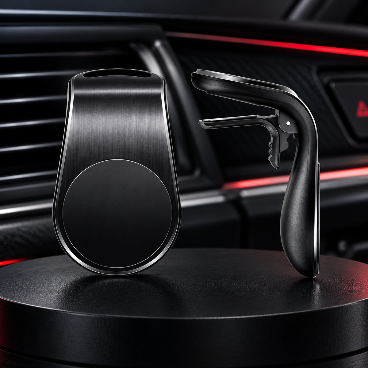 Support Téléphone Magnétique pour Voiture – Design Carbone
