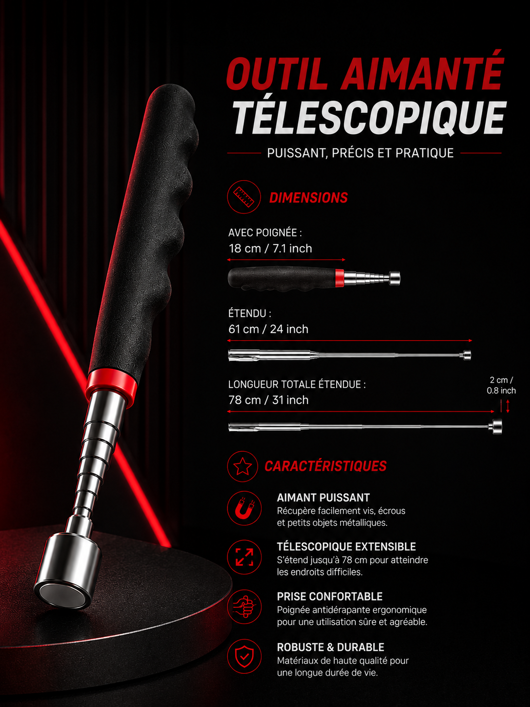 Aimant Télescopique Puissant